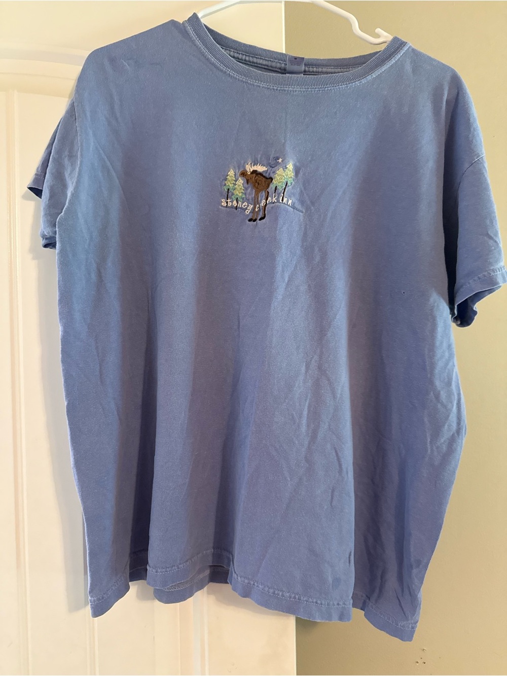 Anvil Light Blue Short-Sleeve Tee with Moose Graphic